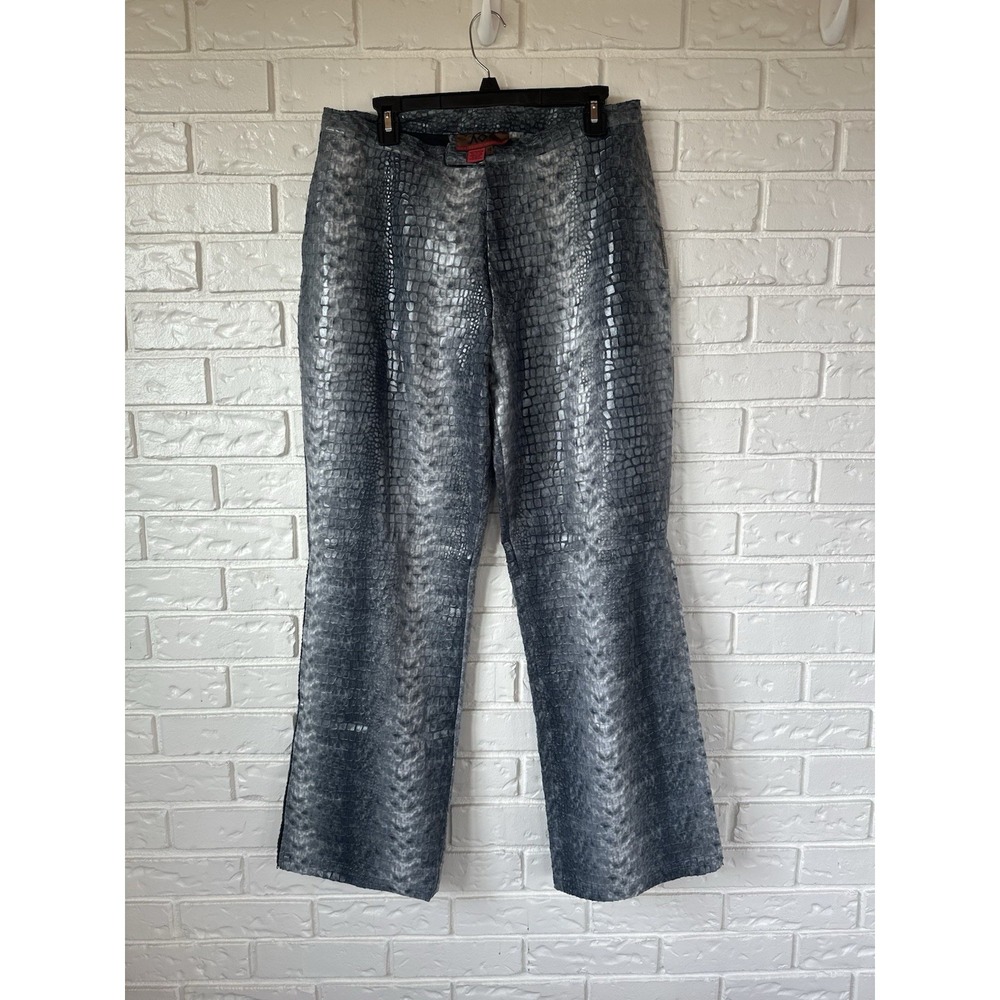 AOC Absence Of Color‎ Croc Embossed Pants Size 14 Gray Textured Straight Leg